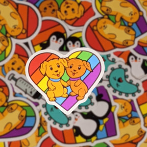 Puppies Pride Animal Collection Vinyl Sticker Rainbow LGBTQ Gift For Him/Her - Pin Ace