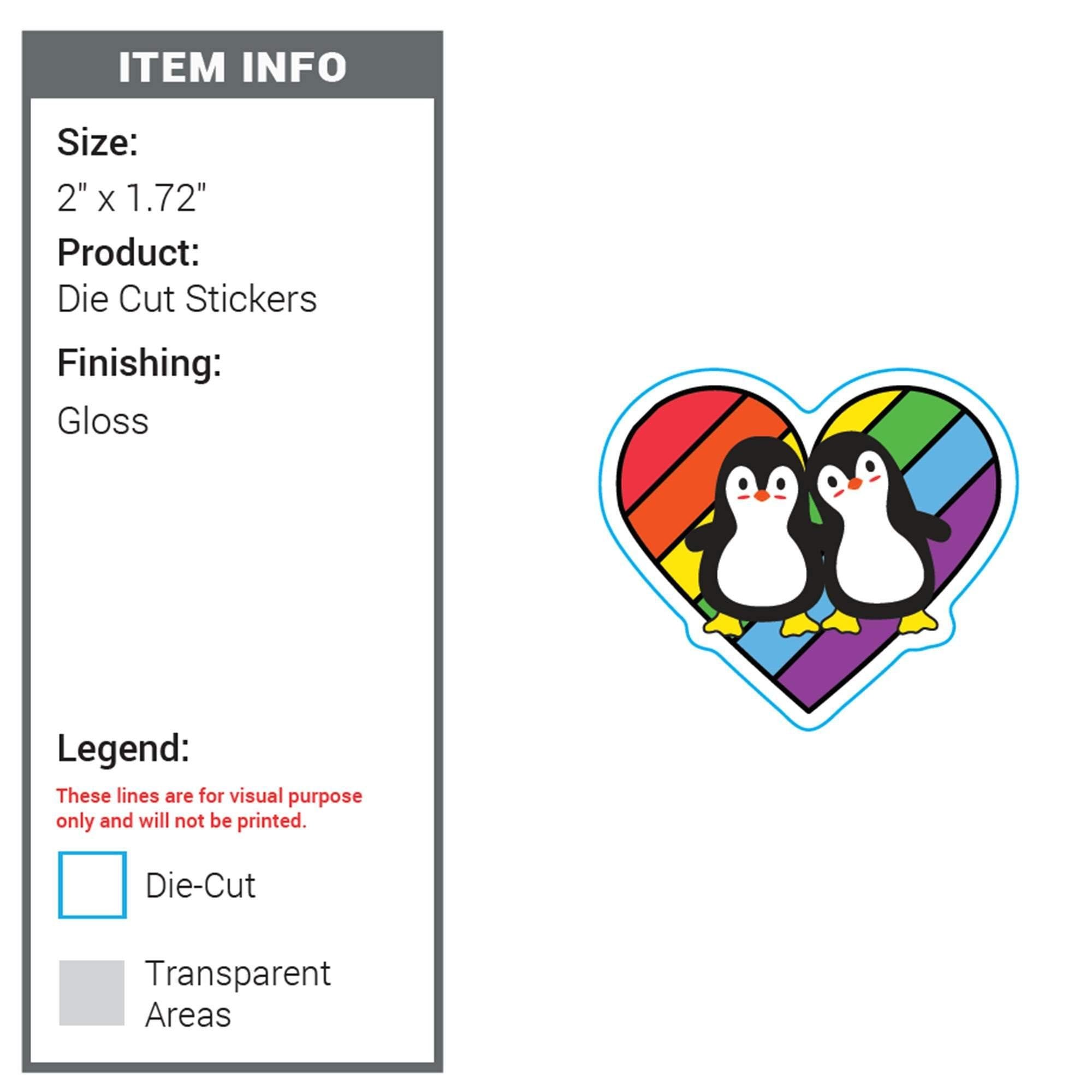Penguins Pride Animal Collection Vinyl Sticker Rainbow LGBTQ Gift For Him/Her - Pin Ace