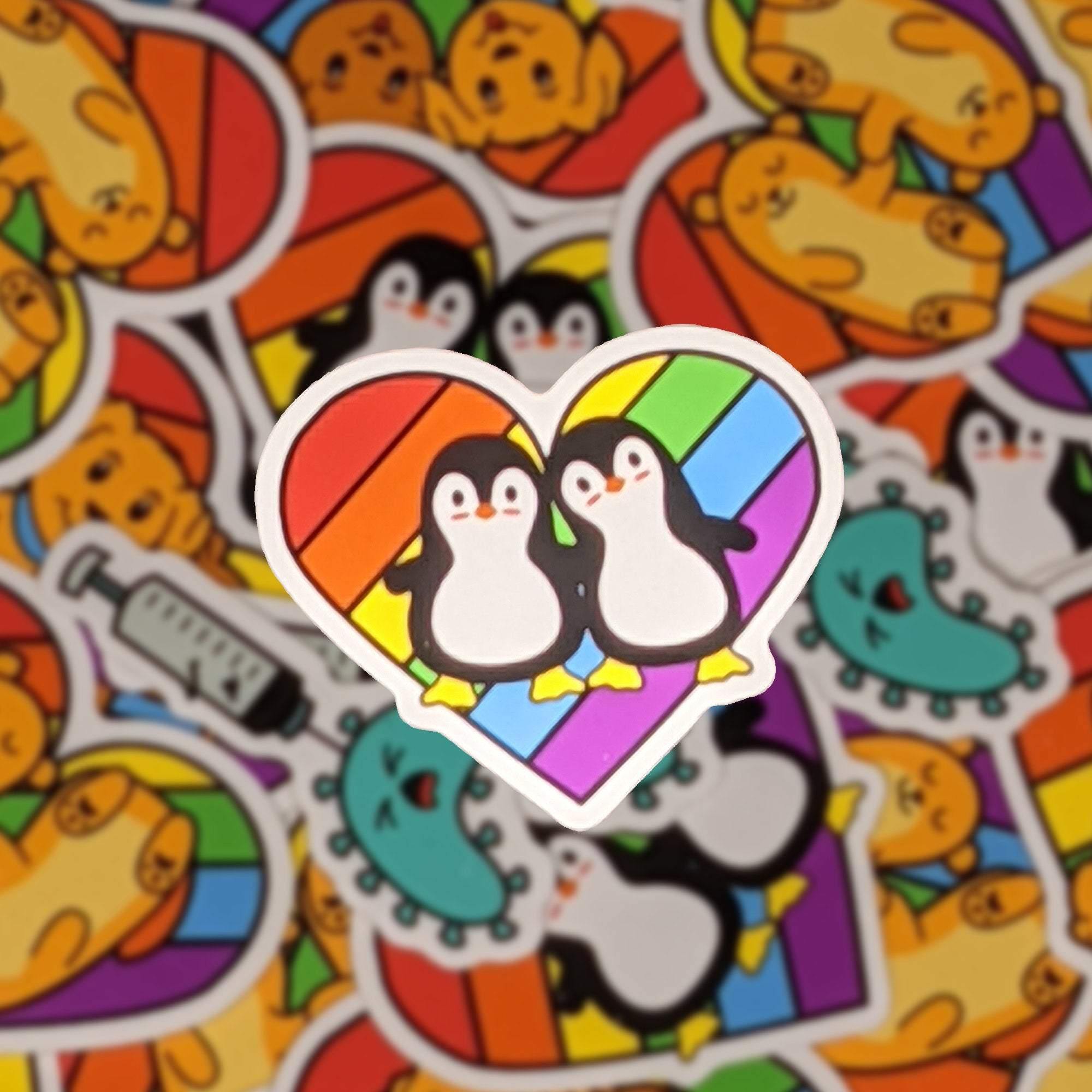 Penguins Pride Animal Collection Vinyl Sticker Rainbow LGBTQ Gift For Him/Her - Pin Ace